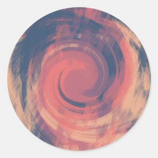 Sunset Roze Perzik en Blauwe Werveltje Ronde Sticker