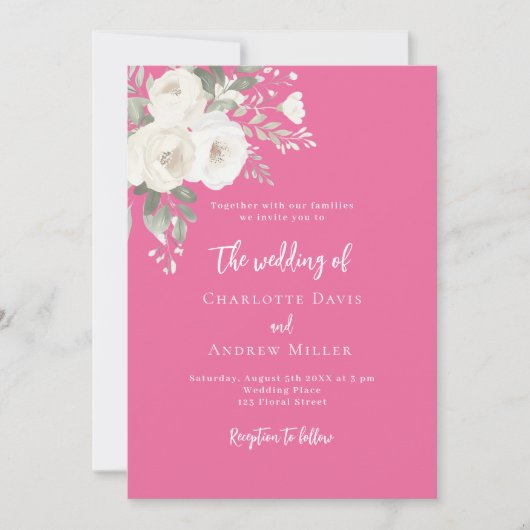 Sunset roze rozen bloemen bruiloft kaart (Voorkant)