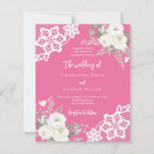 Sunset roze witte kant bruiloft uitnodiging (Voorkant)