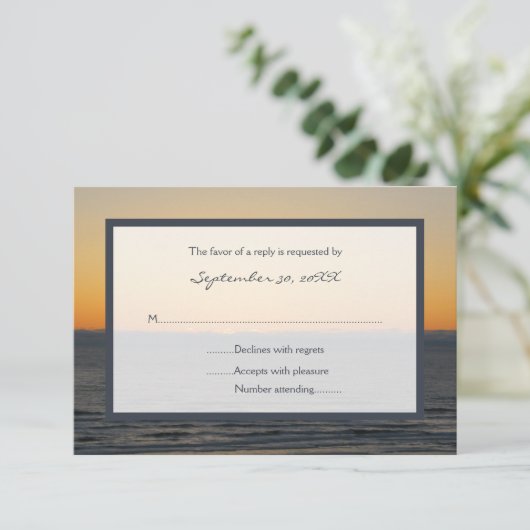 Sunset RSVP bruiloft uitnodiging (Staand voorkant)