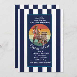 Sunset Rum Party Pirate Invitation Kaart
