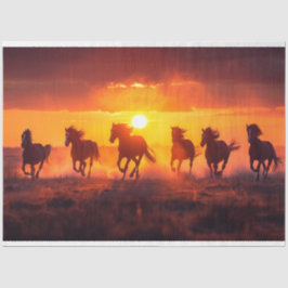Sunset Running Horses Decoupage Tissuepapier