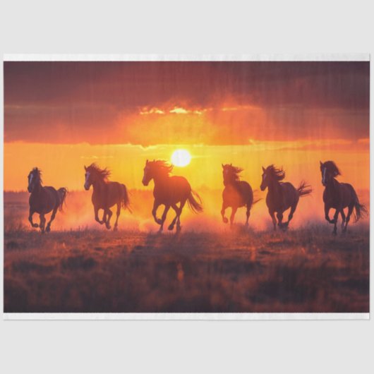 Sunset Running Horses Decoupage Tissuepapier (Voorkant)