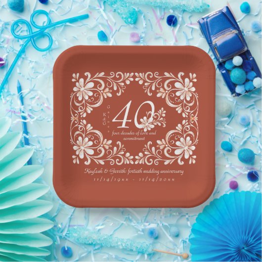 Sunset Rust Red Shabby Chic 40 Jubileum Bord (Feest)
