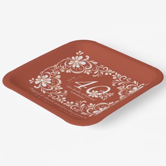 Sunset Rust Red Shabby Chic 40 Jubileum Bord (Gebogen)