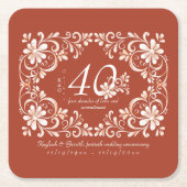 Sunset Rust Red Shabby Chic 40 Jubileum Onderzette Kartonnen Onderzetters (Voorkant)