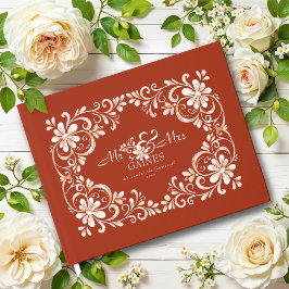 Sunset Rust Red Shabby Chic Wedding Guest Book Gastenboek