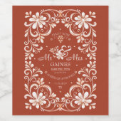 Sunset Rust Red Shabby Chic Wedding Wine Label Wijn Etiket (Enkel label)