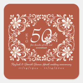 Sunset Rust Shabby Chic 50th Anniversary Sticker