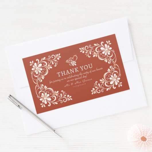 Sunset Rust Shabby Chic Dank u bruiloft Sticker (Envelop)