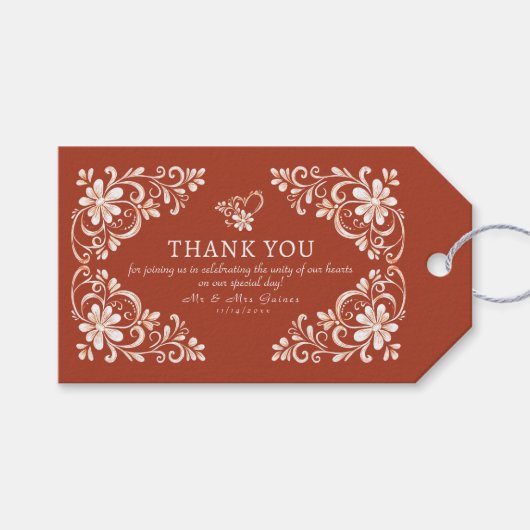 Sunset Rust Shabby Chic Dank u Trouwcadeau Label Cadeaulabel (Voorkant (Horizontaal))