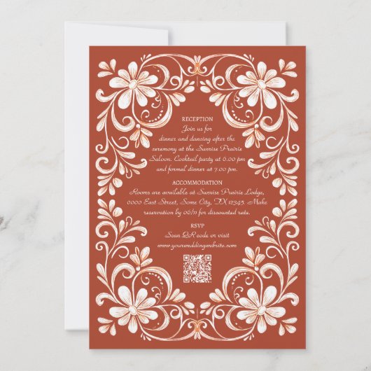 Sunset Rust Shabby Chic QR Jubileum Uitnodiging (Achterkant)