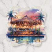 Sunset Rustic Beach Bar Trouwen Bedankjes Labels (Voorkant)