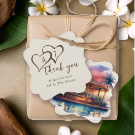 Sunset Rustic Beach Bar Trouwen Bedankjes Labels