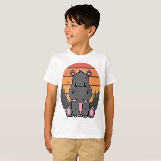 Sunset Safari Hippo T-shirt (Voorkant volledig)