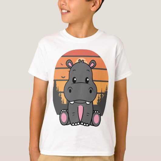 Sunset Safari Hippo T-shirt (Voorkant)