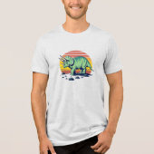 Sunset Safari: Retro Triceratops T-Shirt (Voorkant)