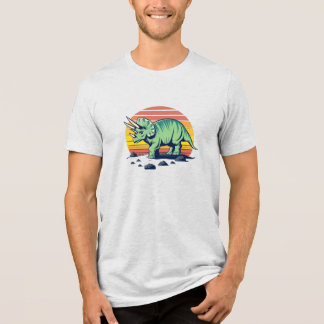 Sunset Safari: Retro Triceratops T-Shirt