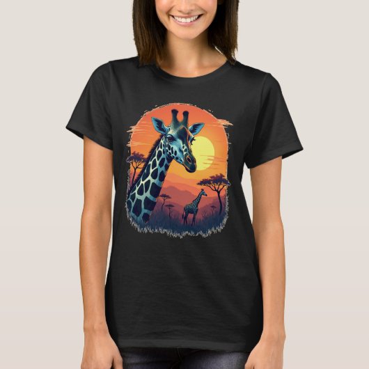 Sunset Safari Wild African Giraffe T-shirt (Voorkant)