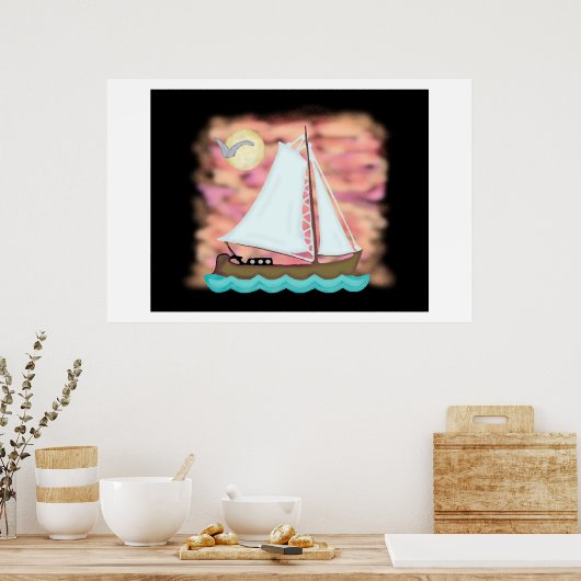 Sunset Sail Away Poster (Keuken)