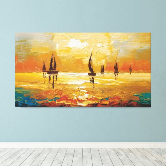 Sunset Sail Canvas Afdruk (Insitu (Houten vloer))