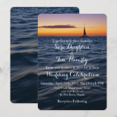 Sunset Sail Hedendaagse nautische bruiloft Uitnodi Kaart (Voorkant / Achterkant)