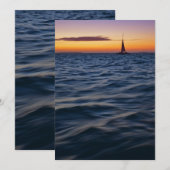 Sunset Sail Modern Nautical Invitation Kaart (Voorkant / Achterkant)