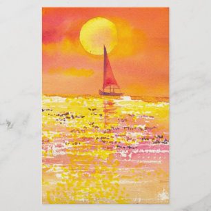 Sunset Sailboat Briefpapier