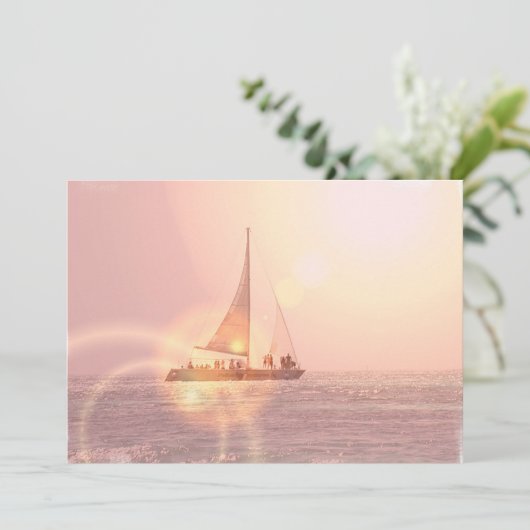 Sunset Sailboat Invitation Kaart (Staand voorkant)