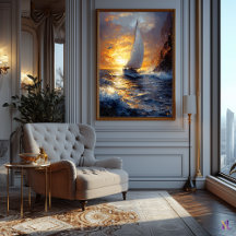 Sunset Sailboat Seascape Geïnspireerd door Claude 
