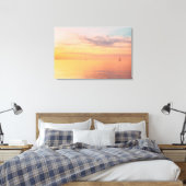 Sunset Sailboats Calm Ocean Horizon Glow Canvas Afdruk (Insitu (Slaapkamer))