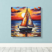 Sunset Sailing Canvas Afdruk (Insitu (Houten vloer))