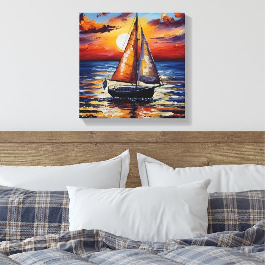Sunset Sailing Canvas Afdruk (Insitu (Slaapkamer))