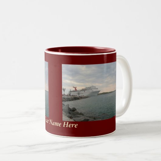 Sunset Sailing Personalized Mug Tweekleurige Koffiemok (Voorkant rechts)