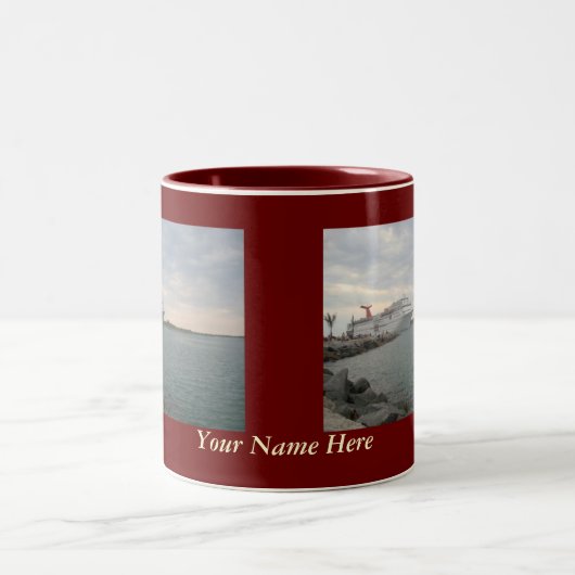 Sunset Sailing Personalized Mug Tweekleurige Koffiemok (Center)