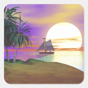 Sunset Sailing Vierkante Sticker