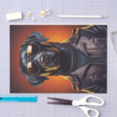 Sunset Sam, Biker Black Lab in een leren jas Tissuepapier (Craft)