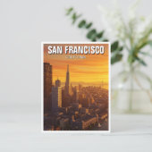 Sunset San Francisco Skyline California Reizen Briefkaart (Staand voorkant)