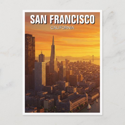 Sunset San Francisco Skyline California Reizen Briefkaart (Voorkant)