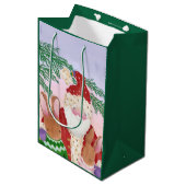 Sunset Santa and Bunnies Medium Gift Bag Cadeauzakje (Voorkant Gekanteld)