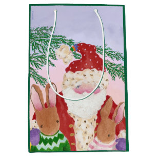 Sunset Santa and Bunnies Medium Gift Bag Cadeauzakje
