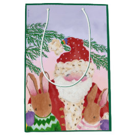 Sunset Santa and Bunnies Medium Gift Bag Medium Cadeauzakje