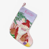 Sunset Santa en Bunnies Kleine Kerstsok (Voorkant (Hangend))