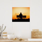 Sunset Scene met Man op bank Poster (Keuken)