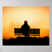 Sunset Scene met Man op bank Poster (Voorkant)
