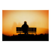 Sunset Scene met Man op bank Poster (Voorkant)