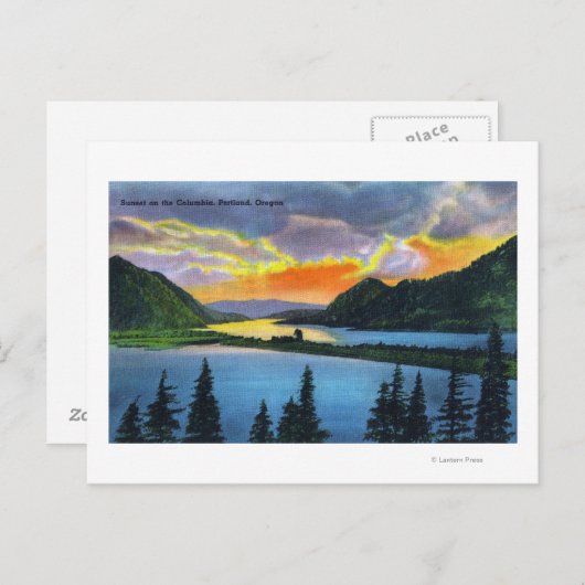 Sunset Scene on the Columbia River Briefkaart (Voorkant / Achterkant)