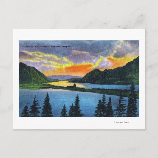 Sunset Scene on the Columbia River Briefkaart (Voorkant)