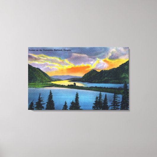 Sunset Scene on the Columbia River Canvas Afdruk (Voorkant)