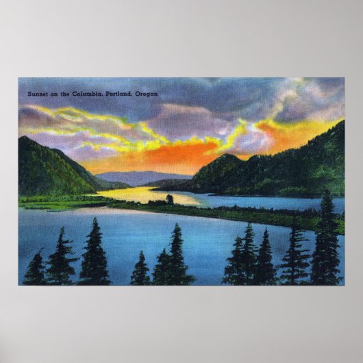 Sunset Scene on the Columbia River Poster (Voorkant)